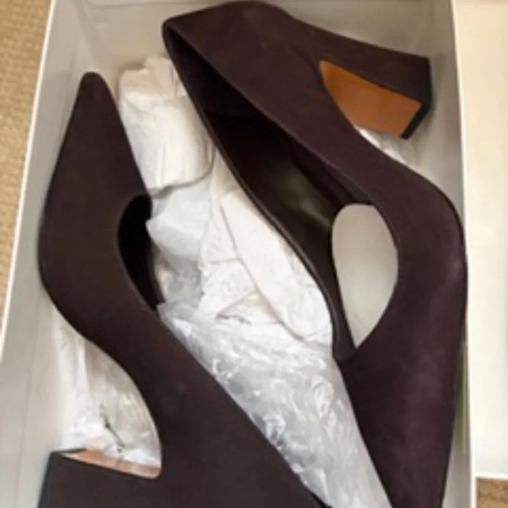 SCHUTZ Chocolate Brown Block Heel Pumps